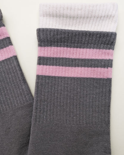 Striped Pilates & Yoga Grip Socks – Non-Slip Women’s Crew Socks