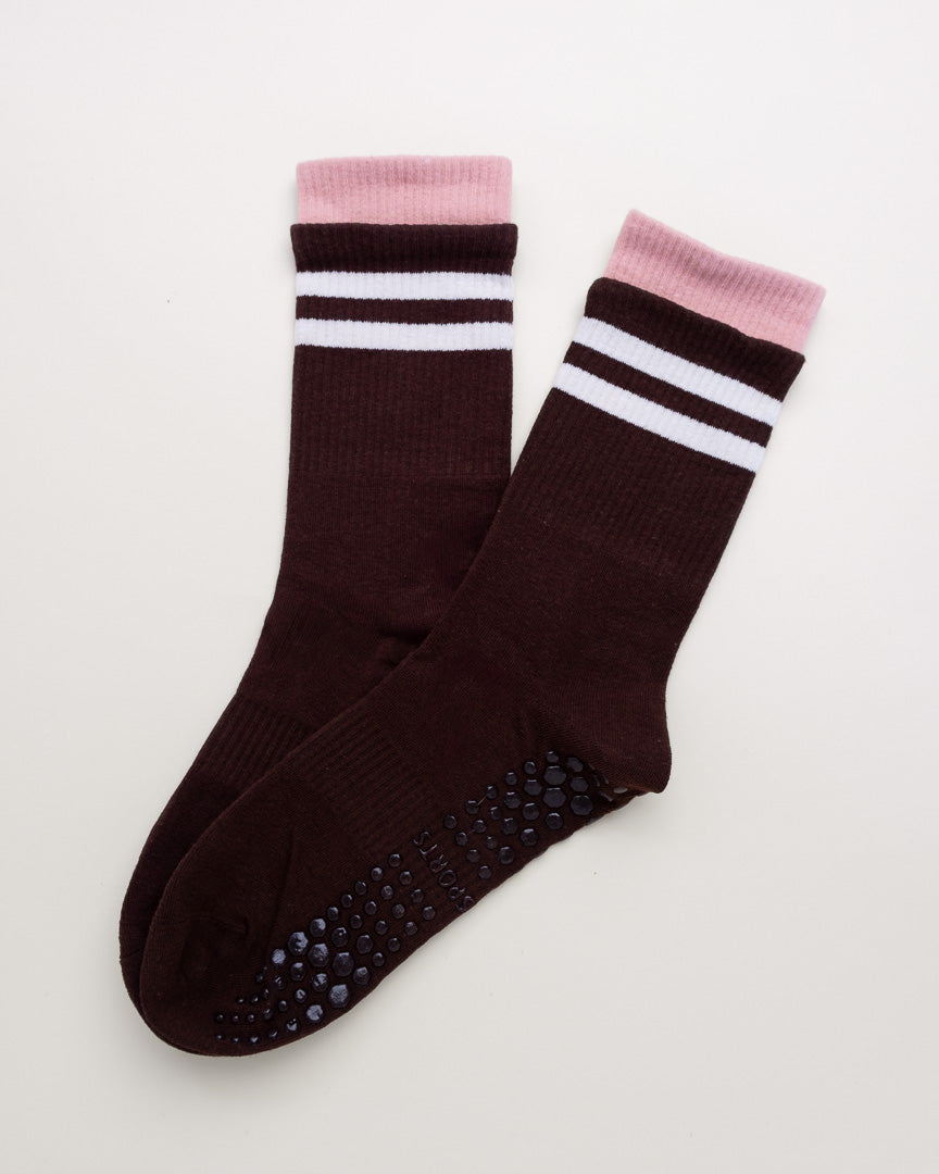 Striped Pilates & Yoga Grip Socks – Non-Slip Women’s Crew Socks