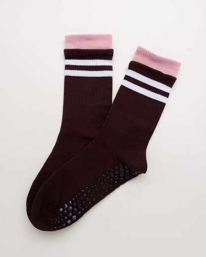 Striped Pilates & Yoga Grip Socks – Non-Slip Women’s Crew Socks