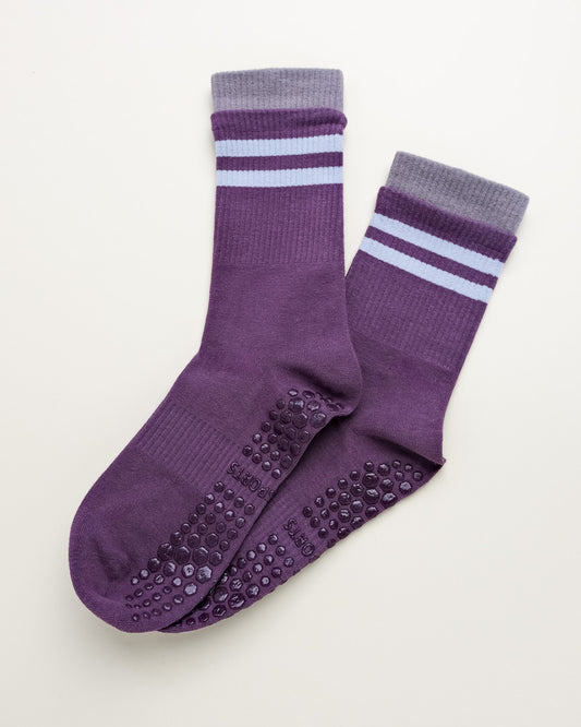 Striped Pilates & Yoga Grip Socks – Non-Slip Women’s Crew Socks