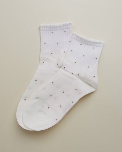 Mini Dots Ruffle Socks – Women’s Quarter Socks
