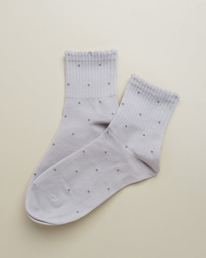 Mini Dots Ruffle Socks – Women’s Quarter Socks