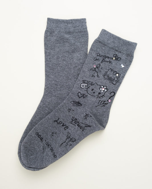 Cute Cartoon Graphic Women’s Crew Socks
