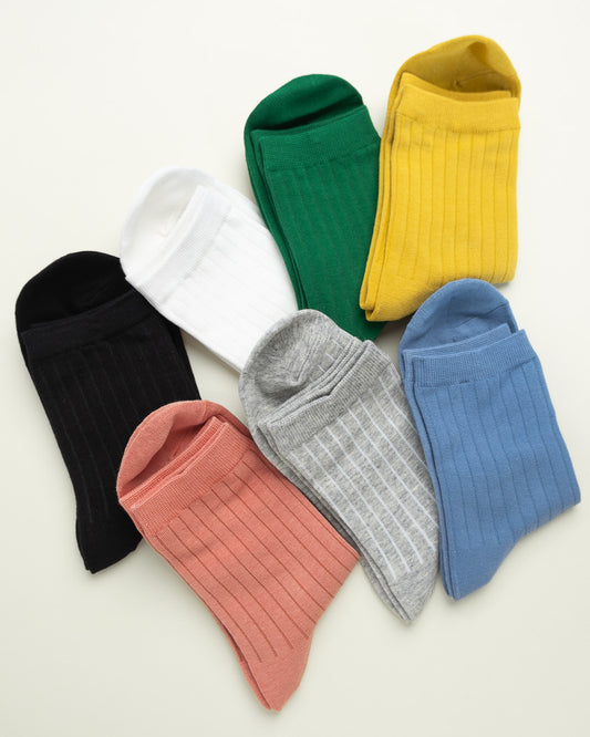 Ribbed Cotton Crew Socks