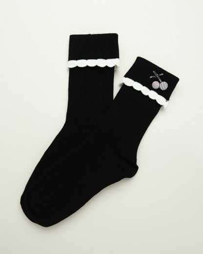 Cute Bow & Button – Women’s Cotton Crew Socks