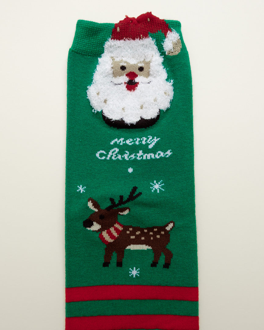 Santa & Reindeer Christmas Socks – Women’s Crew Socks