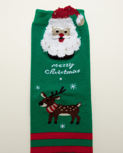 Santa & Reindeer Christmas Socks – Women’s Crew Socks