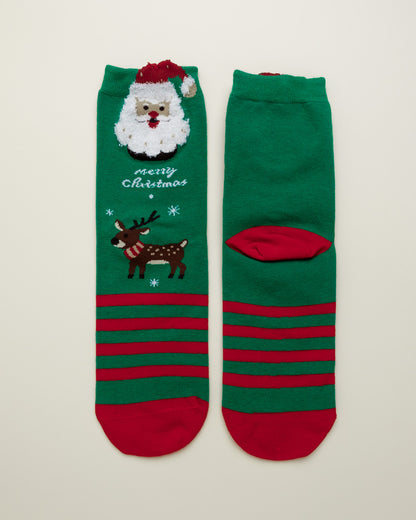Santa & Reindeer Christmas Socks – Women’s Crew Socks