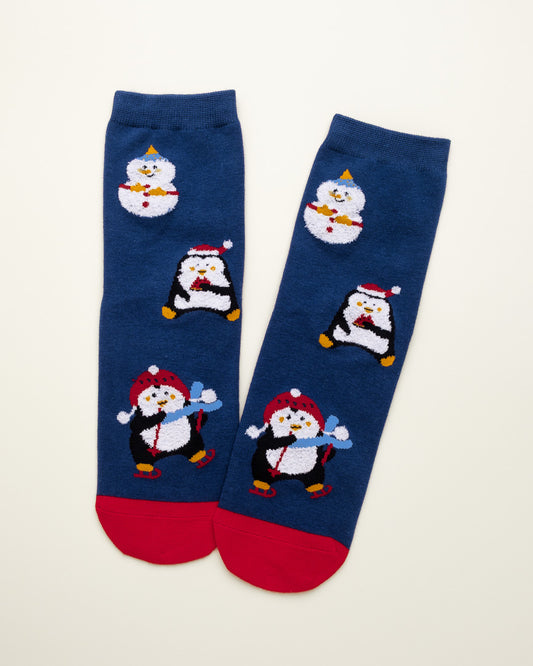 Christmas Penguin Socks – Women’s Crew Socks