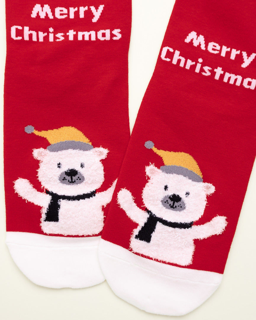 Christmas Bell & Bear Socks – Women’s Crew Socks