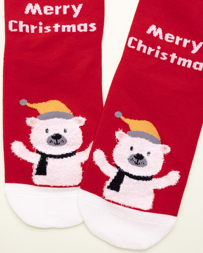 Christmas Bell & Bear Socks – Women’s Crew Socks