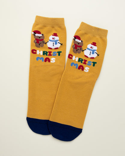 Teddy & Snowman Christmas Socks – Women’s Crew Socks