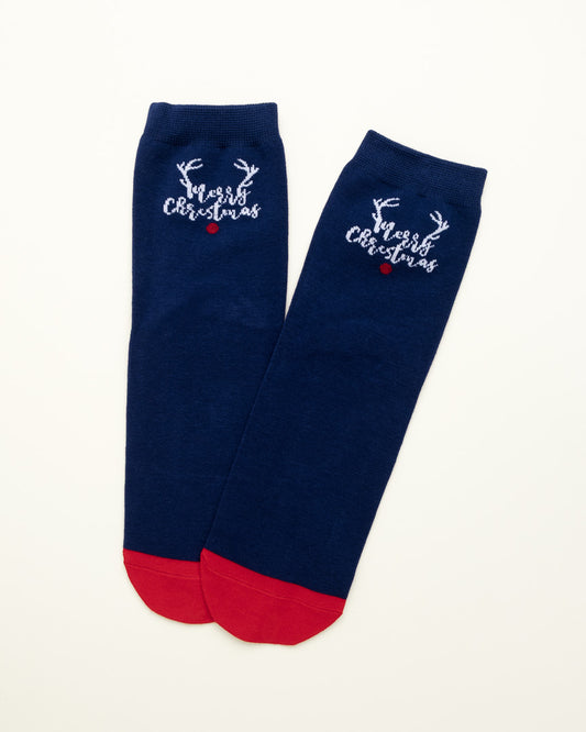 Minimal Reindeer Christmas Socks – Women’s Crew Socks