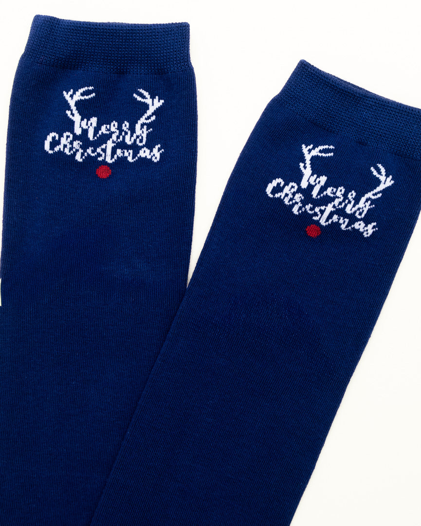 Minimal Reindeer Christmas Socks – Women’s Crew Socks
