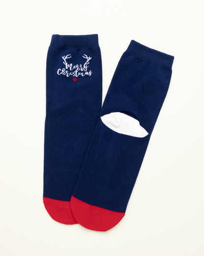 Minimal Reindeer Christmas Socks – Women’s Crew Socks