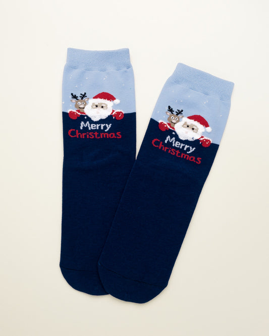 Santa & Reindeer Christmas Socks – Women’s Crew Socks