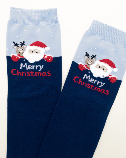 Santa & Reindeer Christmas Socks – Women’s Crew Socks