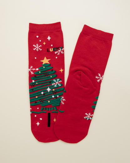 Lucky Christmas Tree Socks – Women’s Crew Socks