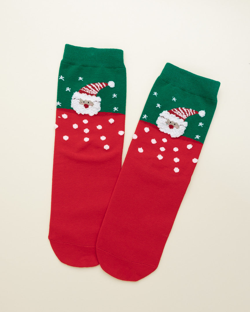 Santa Snowfall Socks – Women’s Crew Socks