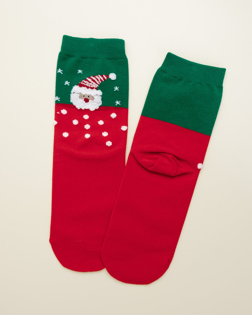 Santa Snowfall Socks – Women’s Crew Socks