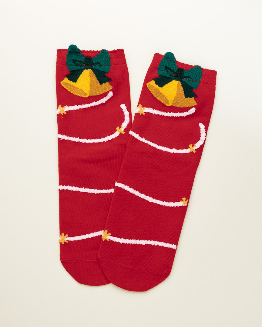 Jingle Bell Garland – Women’s Crew Socks