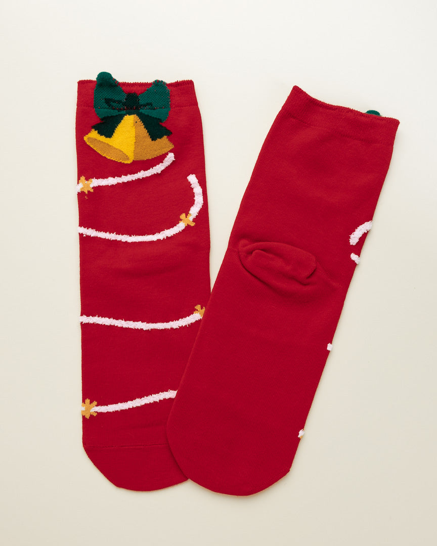 Jingle Bell Garland – Women’s Crew Socks