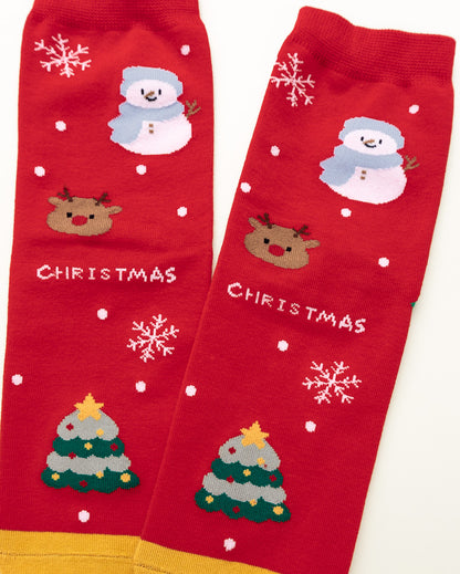 Snowman & Reindeer Christmas – Women’s Crew Socks