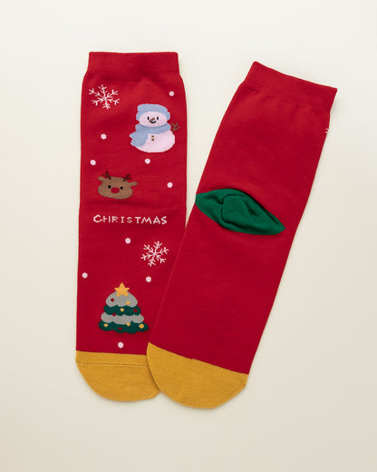 Snowman & Reindeer Christmas – Women’s Crew Socks