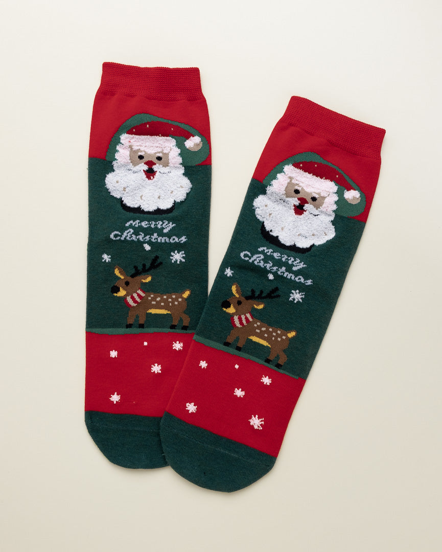 Santa & Reindeer Cheer – Women’s Crew Socks