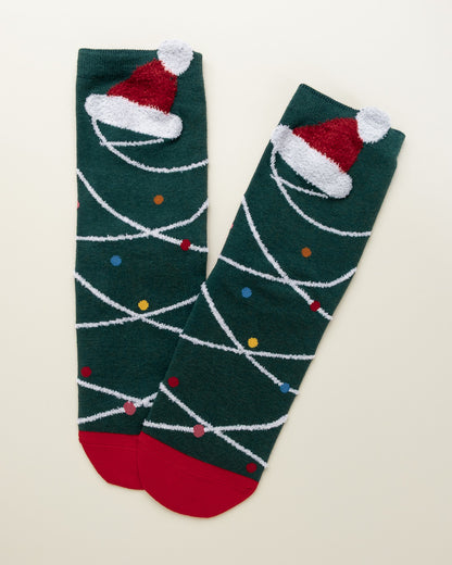Santa Hat Lights – Women’s Crew Socks