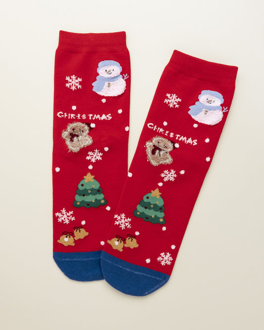 Snowy Christmas Joy – Women’s Crew Socks