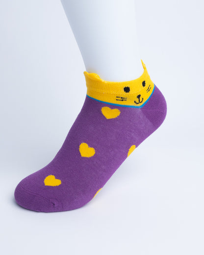 Cute Cat & Hearts Women’s Ankle Socks