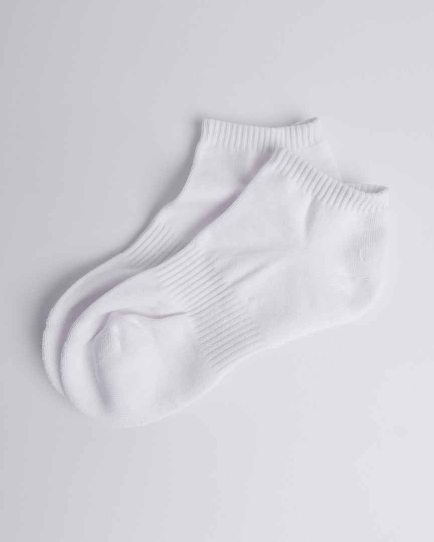 dark grey cotton ankle socks laid flat on a clean white background