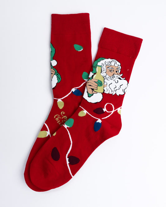 Festive Lights Santa Crew Socks – Unisex