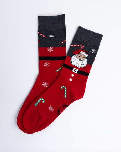 Santa Suit Candy Cane Crew Socks – Unisex