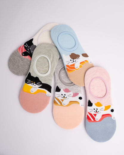 Cute Cat Women’s No Show Socks – No-Slip Invisible Low Cut Socks