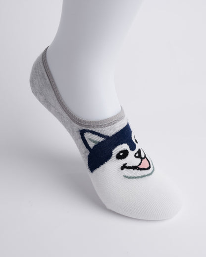 Cute Dog Women’s No Show Socks – No-Slip Invisible Low Cut Cotton Socks