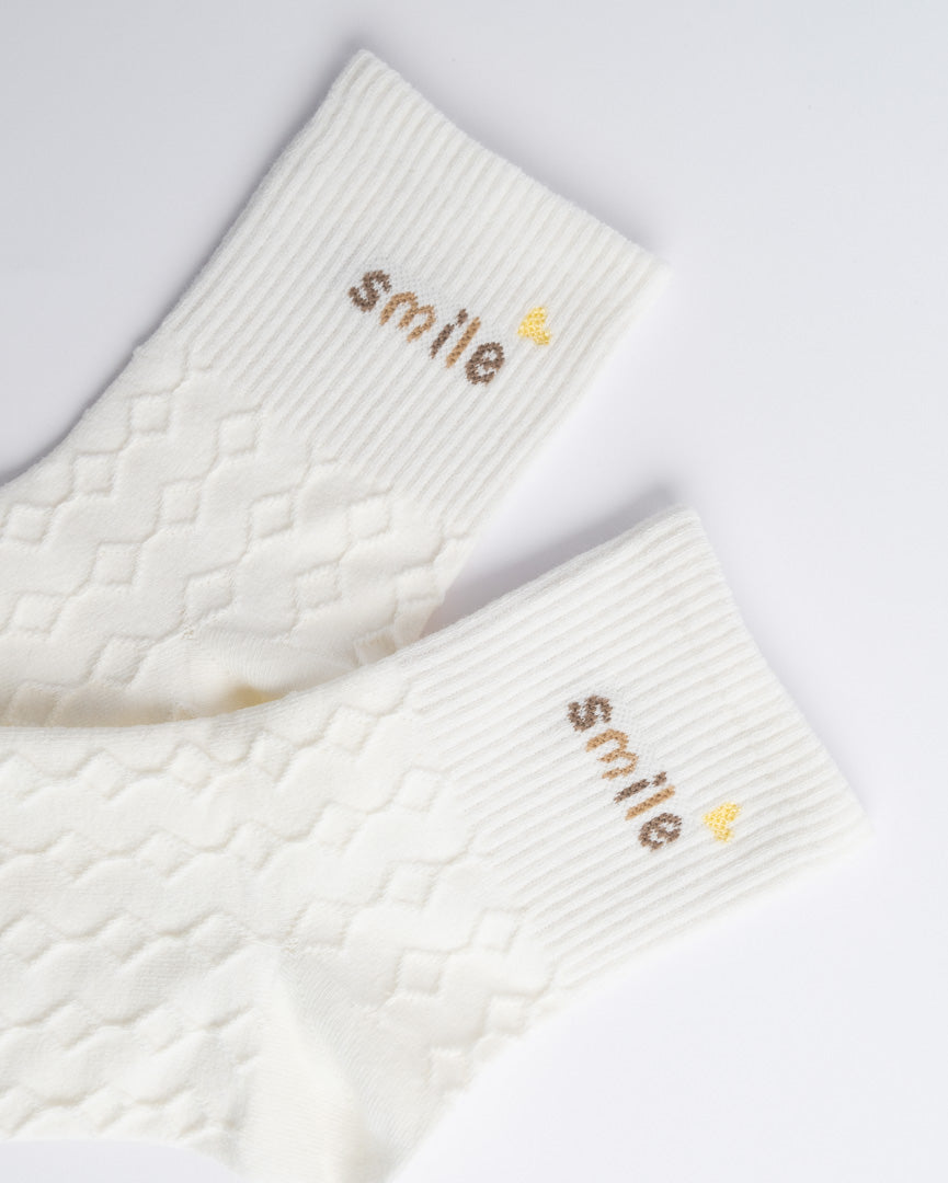 Textured cotton quarter socks for women showing breathable knit pattern