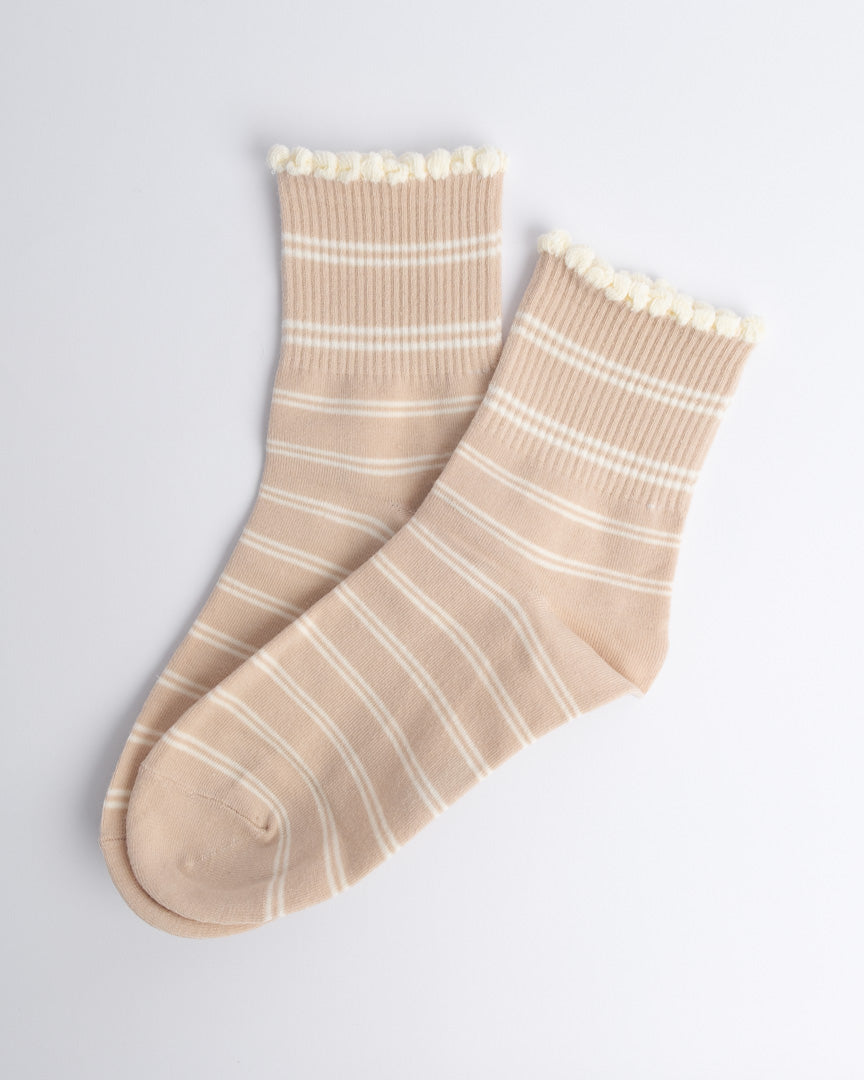 Ruffle Stripe Cotton Quarter Socks – Women’s Everyday Socks