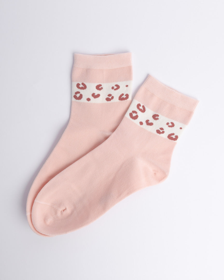 Leopard Trim Cotton Quarter Socks – Women’s Everyday Socks