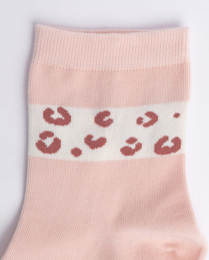 Leopard Trim Cotton Quarter Socks – Women’s Everyday Socks