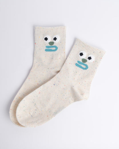 Funny Face Cotton Quarter Socks – Women’s Everyday Socks
