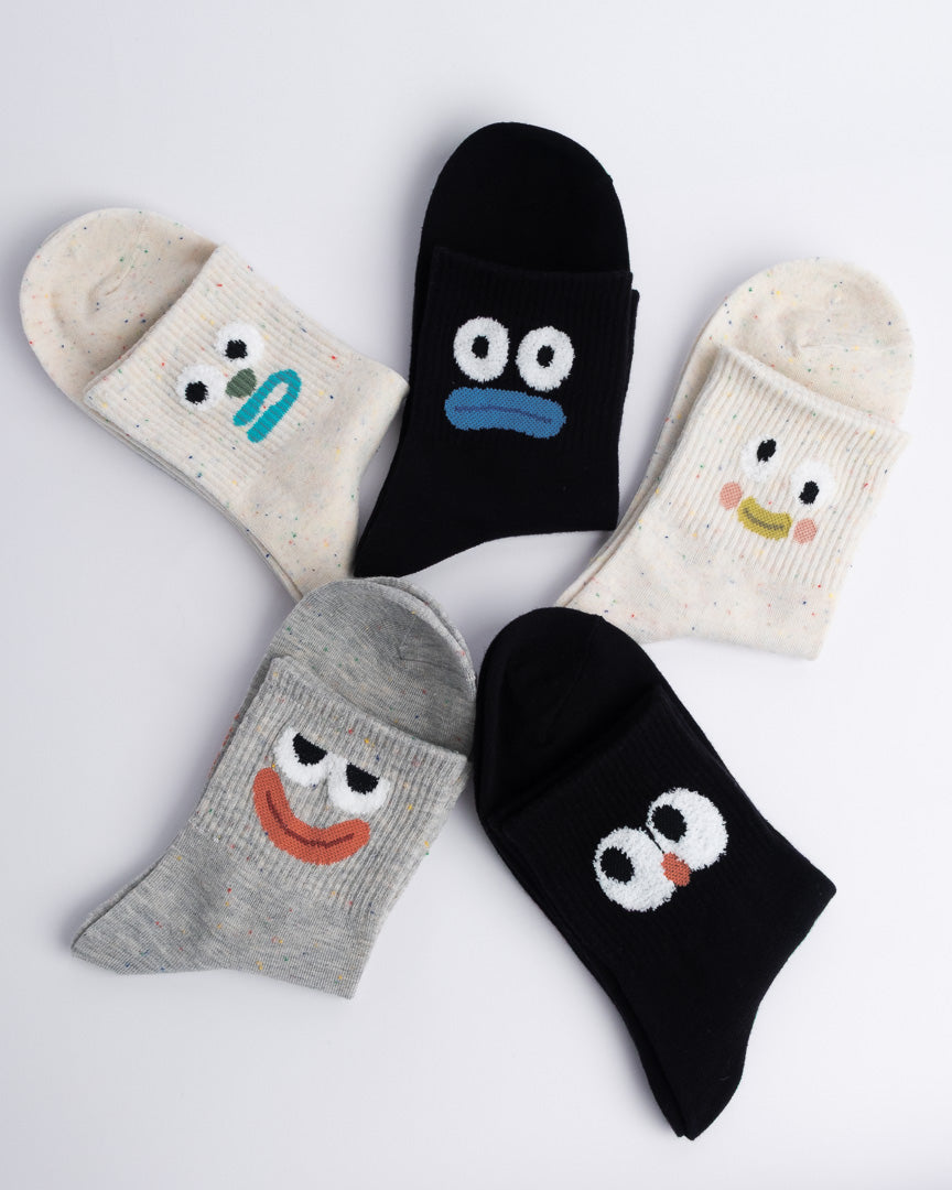 Funny Face Cotton Quarter Socks – Women’s Everyday Socks