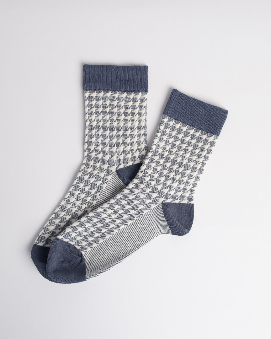 Women's Cotton Crew Socks – Classic Houndstooth Pattern Everyday Socks