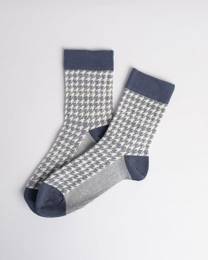 Women's Cotton Crew Socks – Classic Houndstooth Pattern Everyday Socks