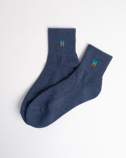 Men’s blue cotton crew socks soft breathable casual everyday wear socks