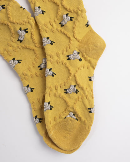Women’s Cotton Crew Socks – Textured Knit Floral Pattern Casual Everyday Socks