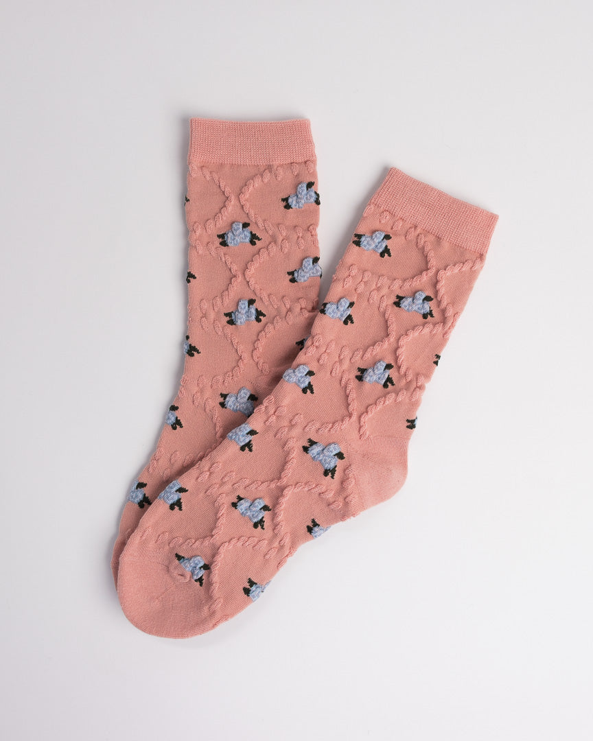 pink floral cotton crew socks women soft breathable casual everyday socks