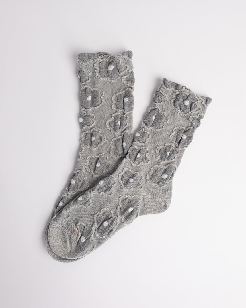 Women’s Cotton Crew Socks – Textured 3D Floral Knit Casual Everyday Socks