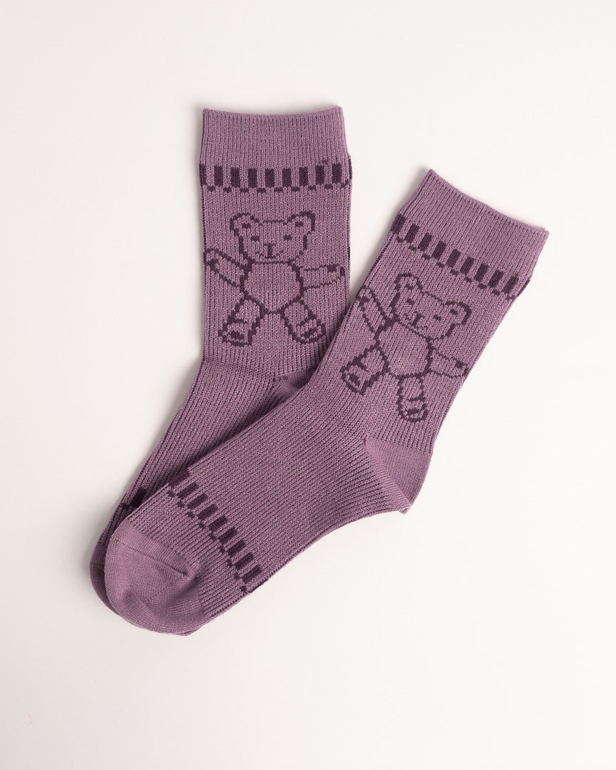 Women’s Merino Wool Blend Crew Socks – Cute Teddy Bear Knit Cozy Everyday Socks